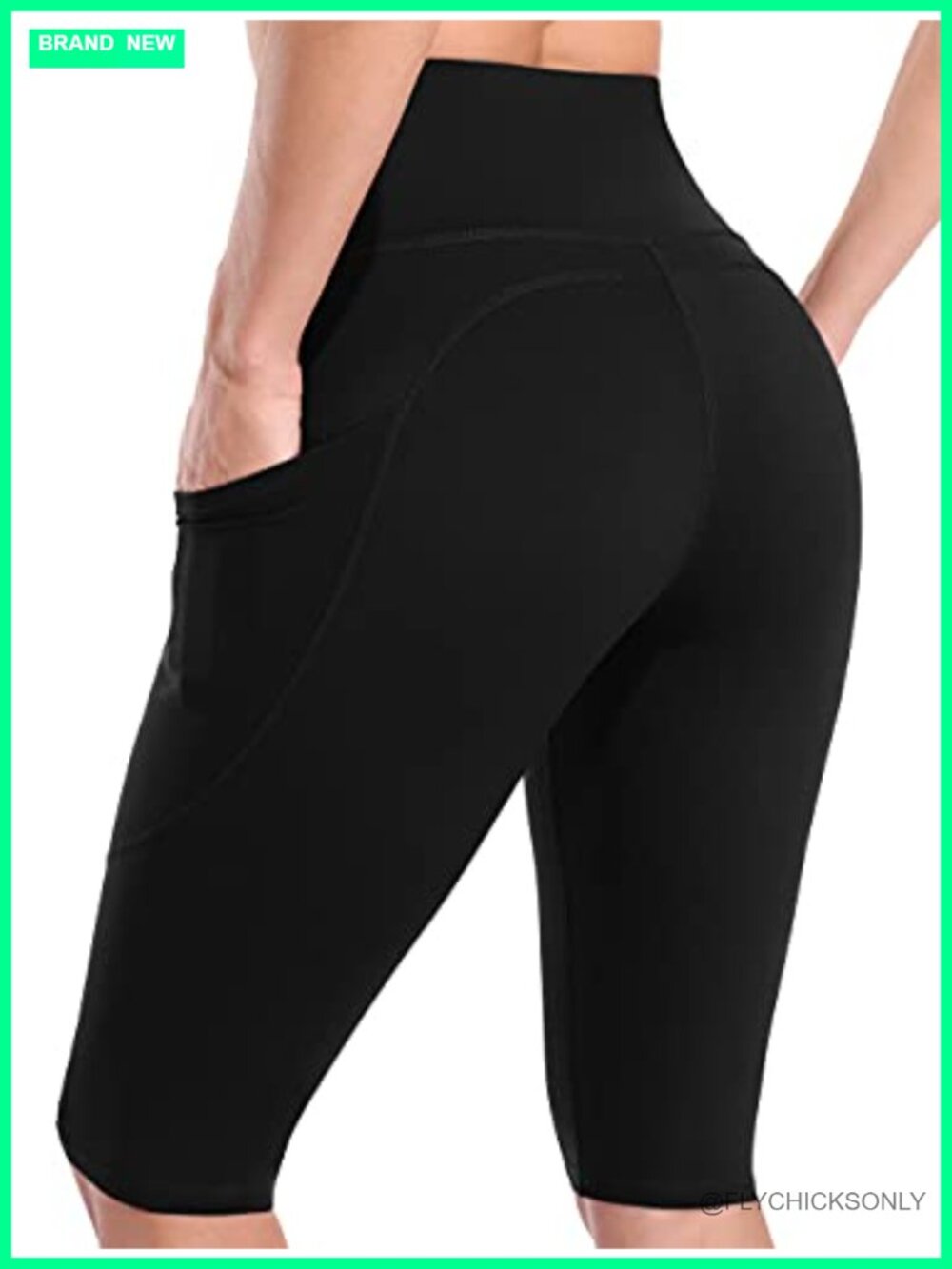 Womens Biker Shorts with Pockets Tummy Control 12" Workout Short